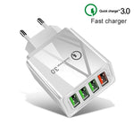 2 in 1 1m USB to 8핀 데이터 케이블 + 30W QC 3.0 4 USB 인터페이스 휴대폰 태블릿 PC 범용 고속 충전기 여행용 충전기 세트, EU 플러그, 8핀 세트 EU 플러그