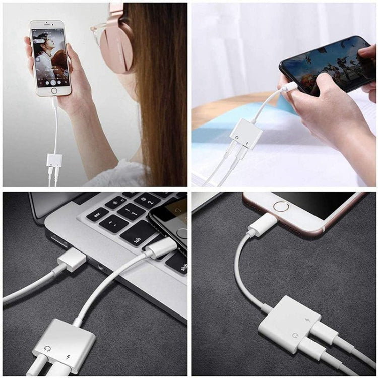 ZS-KL21804 2-in-1 8핀 to 3.5mm 오디오 + 8핀 충전 인터페이스, 이어폰 어댑터, 모든 iOS 시스템 호환, 8핀 + 3.5mm