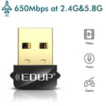 EDUP EP-AC1651 USB WIFI 어댑터 650Mbps 듀얼 밴드 5G/2.4GHz 외장 무선 네트워크 카드 와이파이 동글 수신기 노트북용 윈도우 맥OS