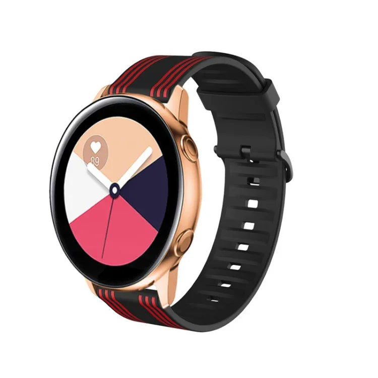 20mm Huami Amazfit GTS / 삼성 갤럭시 워치 액티브 2 / Huawei Watch GT2 42MM 줄무늬 실리콘 스트랩