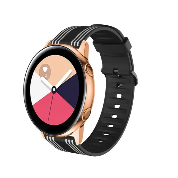 20mm Huami Amazfit GTS / 삼성 갤럭시 워치 액티브 2 / Huawei Watch GT2 42MM 줄무늬 실리콘 스트랩