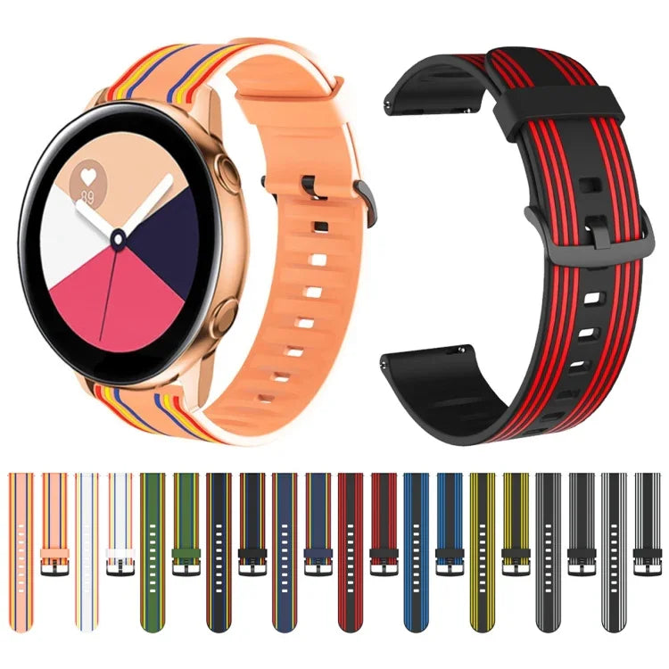 20mm Huami Amazfit GTS / 삼성 갤럭시 워치 액티브 2 / Huawei Watch GT2 42MM 줄무늬 실리콘 스트랩