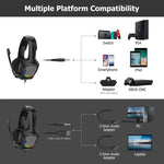 ONIKUMA K20 PS4 헤드셋 스테레오 게이밍 헤드셋 마이크/LED 라이트 포함, XBox One/노트북 태블릿용