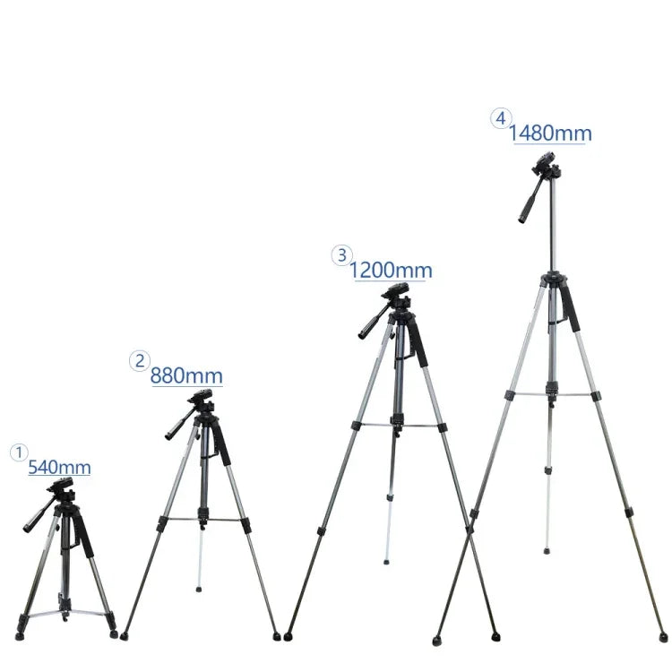 L-1200 카메라 삼각대 라이브 방송 브래킷 휴대폰, 카메라, 프로젝터용 55-148CM 범용 조절 삼각대 (실버), L-1200