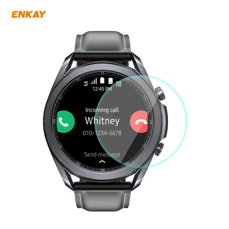ENKAY 햇-프린스 0.2mm 9H 2.15D 곡면 엣지 강화유리 스크린 보호 필름, 삼성 갤럭시 워치 3 45mm용, 삼성 갤럭시 워치 3 41mm용