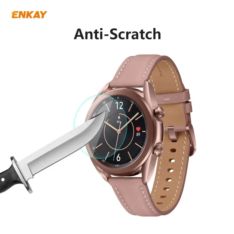 ENKAY 햇-프린스 0.2mm 9H 2.15D 곡면 엣지 강화유리 스크린 보호 필름, 삼성 갤럭시 워치 3 45mm용, 삼성 갤럭시 워치 3 41mm용