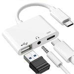 3.5mm 헤드폰 잭이 포함된 3-in-1 USB-C OTG 어댑터, iPad Pro 및 Type-C 잭 휴대폰 호환, 3-in-1