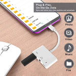 3.5mm 헤드폰 잭이 포함된 3-in-1 USB-C OTG 어댑터, iPad Pro 및 Type-C 잭 휴대폰 호환, 3-in-1