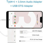 3.5mm 헤드폰 잭이 포함된 3-in-1 USB-C OTG 어댑터, iPad Pro 및 Type-C 잭 휴대폰 호환, 3-in-1