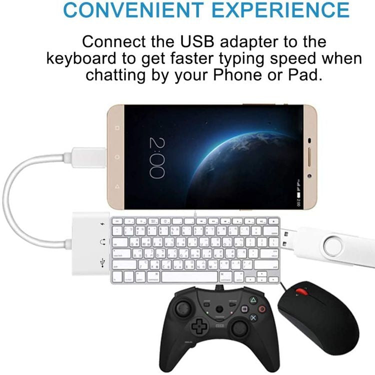 3.5mm 헤드폰 잭이 포함된 3-in-1 USB-C OTG 어댑터, iPad Pro 및 Type-C 잭 휴대폰 호환, 3-in-1