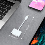3.5mm 헤드폰 잭이 포함된 3-in-1 USB-C OTG 어댑터, iPad Pro 및 Type-C 잭 휴대폰 호환, 3-in-1