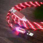 USB to 8핀 자석 흡착 컬러풀 스트리머 휴대폰 충전 케이블, 길이: 1m, 1m