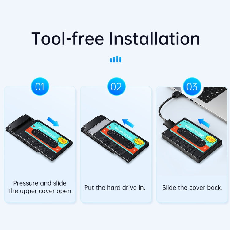 ORICO 2580U3 2.5인치 USB 3.0 SATA 하드 드라이브 인클로저 클래식 모바일 하드 디스크 박스, 2580U3