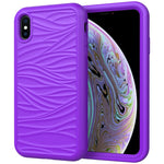 For iPhone XS Max Wave Pattern 3 in 1 Silicone+PC Shockproof Protective Case