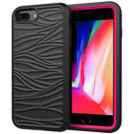 For iPhone SE（2020） Wave Pattern 3 in 1 Silicone+PC Shockproof Protective Case