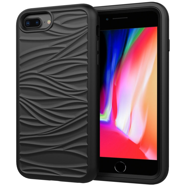 For iPhone 6/7/8 Plus Wave Pattern 3 in 1 Silicone+PC Shockproof Protective Case