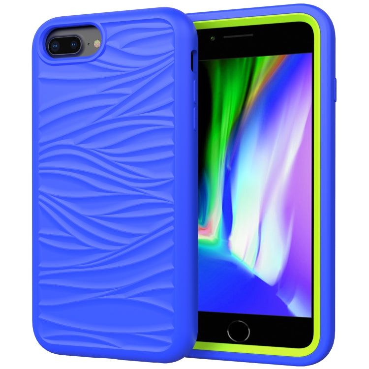 For iPhone 6/7/8 Plus Wave Pattern 3 in 1 Silicone+PC Shockproof Protective Case
