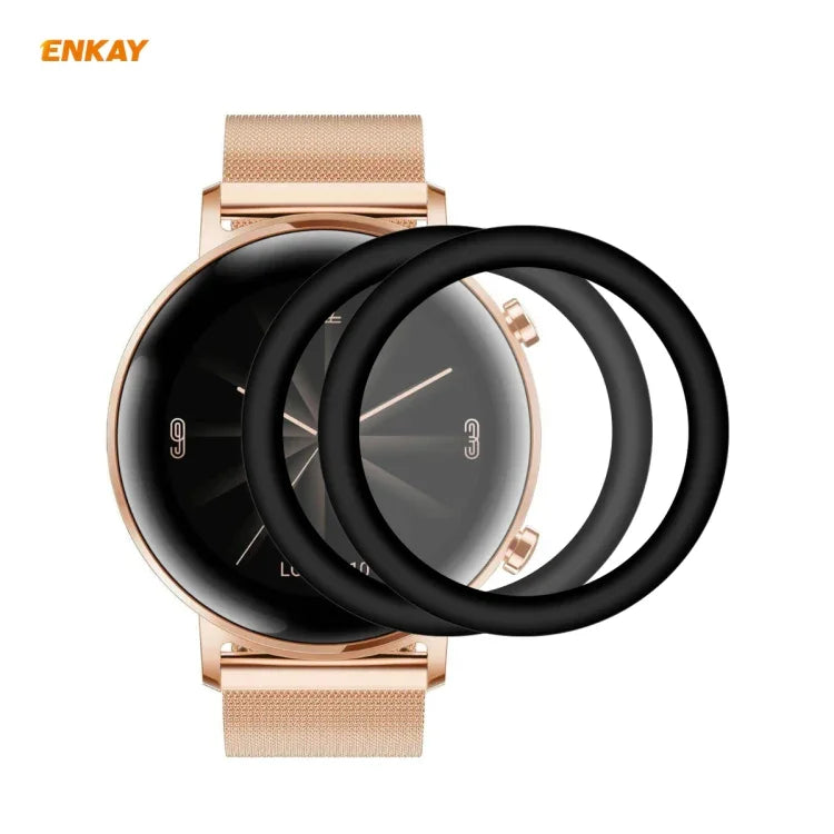 2개 ENKAY Hat-Prince 3D 풀 스크린 소프트 PC 엣지 + PMMA HD 화면 보호 필름, 화웨이 워치 GT 2 42mm용, 삼성 갤럭시 액티브 2 40mm용, 삼성 갤럭시 액티브 2 44mm용, 샤오미 미 밴드 4용, Fitbit Versa 2용