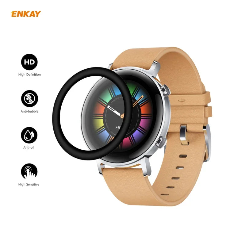 2개 ENKAY Hat-Prince 3D 풀 스크린 소프트 PC 엣지 + PMMA HD 화면 보호 필름, 화웨이 워치 GT 2 42mm용, 삼성 갤럭시 액티브 2 40mm용, 삼성 갤럭시 액티브 2 44mm용, 샤오미 미 밴드 4용, Fitbit Versa 2용