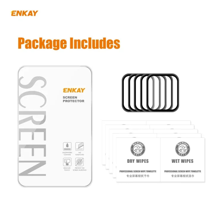 5개 세트 Apple Watch Series 6/5/4/SE 44mm용 ENKAY Hat-Prince 3D 풀 스크린 PET 곡면 핫 벤딩 HD 화면 보호 필름, Apple Watch Series 6/5/4/SE 44mm용
