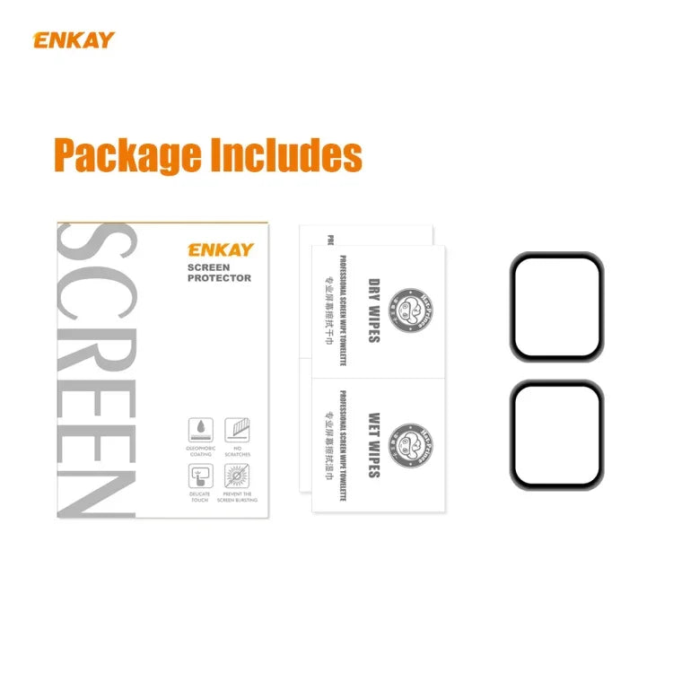 2개 ENKAY 햇-프린스 3D 풀 스크린 소프트 PC 엣지 + PMMA HD 화면 보호 필름, 애플 워치 6/5/4/SE 44mm용, 애플 워치 6/5/4/SE 40mm용