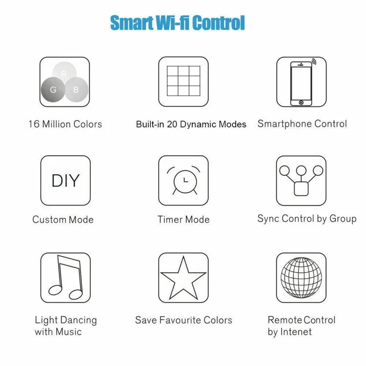 5M 5050 RGB LED 스트립 라이트 WIFI 스마트 홈 전원 키트 세트 (방수 아님)