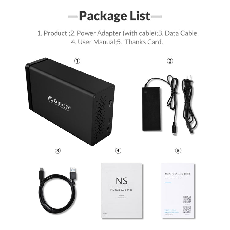 ORICO NS200RU3 2베이 USB3.0 하드 드라이브 인클로저 RAID 지원, NS200RU3