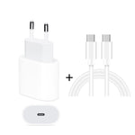 2-in-1 PD 20W 단일 USB-C / 타입-C 포트 여행용 충전기 + 3A PD3.0 USB-C / 타입-C to USB-C / 타입-C 고속 충전 데이터 케이블 세트, 케이블 길이: 2m, EU 플러그, 20W 2m
