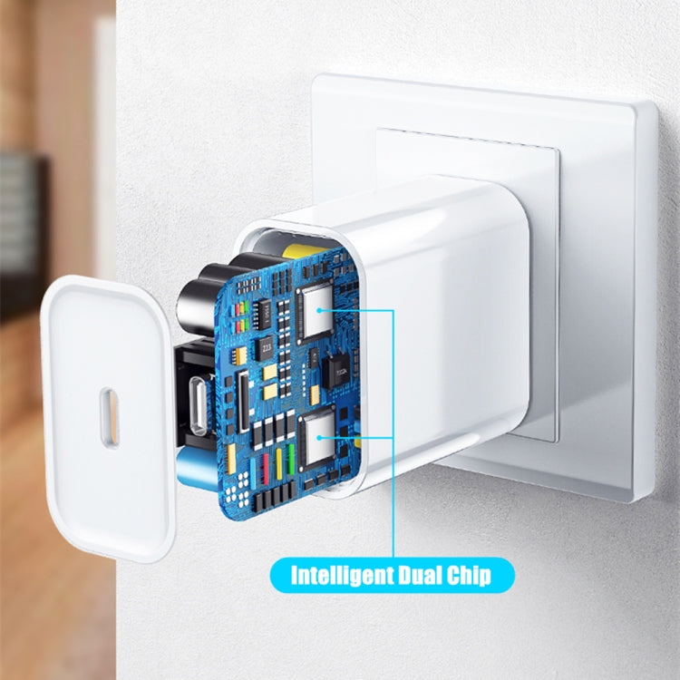 2-in-1 PD 20W 단일 USB-C / 타입-C 포트 여행용 충전기 + 3A PD3.0 USB-C / 타입-C to USB-C / 타입-C 고속 충전 데이터 케이블 세트, 케이블 길이: 2m, EU 플러그, 20W 2m