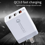 SDC-30W 2-in-1 USB to 8핀 데이터 케이블 + 30W QC 3.0 USB + 2.4A 듀얼 USB 2.0 포트 휴대폰 태블릿 PC 범용 고속 충전기 여행용 충전기 세트, 미국 플러그, 8핀 케이블 포함, 미국 플러그