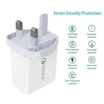 SDC-30W 2 in 1 USB to 8핀 데이터 케이블 + 30W QC 3.0 USB + 2.4A 듀얼 USB 2.0 포트 휴대폰 태블릿 PC 범용 고속 충전기 여행용 충전기 세트, UK 플러그, 8핀 케이블 포함, UK 플러그
