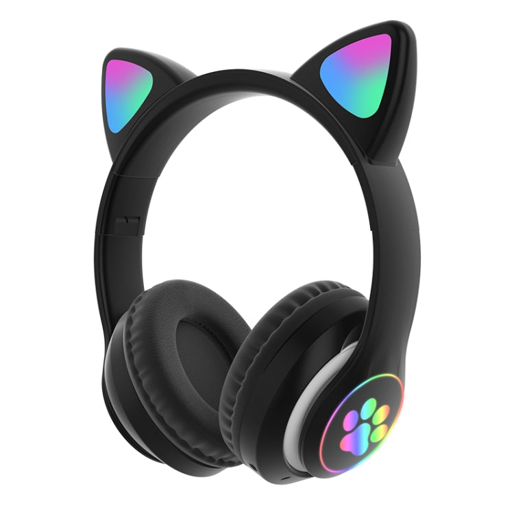 TN-28 3.5mm 블루투스 5.0 듀얼 연결 RGB 고양이 귀 베이스 스테레오 노이즈 캔슬링 헤드폰 TF 카드 지원 마이크 포함