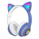 TN-28 3.5mm 블루투스 5.0 듀얼 연결 RGB 고양이 귀 베이스 스테레오 노이즈 캔슬링 헤드폰 TF 카드 지원 마이크 포함