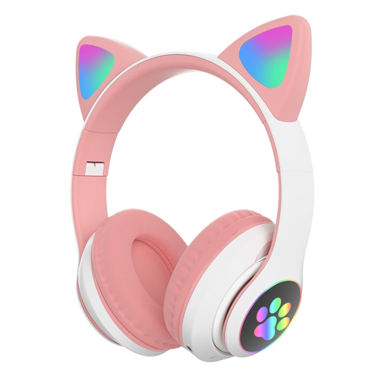 TN-28 3.5mm 블루투스 5.0 듀얼 연결 RGB 고양이 귀 베이스 스테레오 노이즈 캔슬링 헤드폰 TF 카드 지원 마이크 포함