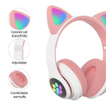 TN-28 3.5mm 블루투스 5.0 듀얼 연결 RGB 고양이 귀 베이스 스테레오 노이즈 캔슬링 헤드폰 TF 카드 지원 마이크 포함