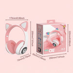 TN-28 3.5mm 블루투스 5.0 듀얼 연결 RGB 고양이 귀 베이스 스테레오 노이즈 캔슬링 헤드폰 TF 카드 지원 마이크 포함