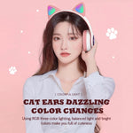 TN-28 3.5mm 블루투스 5.0 듀얼 연결 RGB 고양이 귀 베이스 스테레오 노이즈 캔슬링 헤드폰 TF 카드 지원 마이크 포함