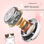 TN-28 3.5mm 블루투스 5.0 듀얼 연결 RGB 고양이 귀 베이스 스테레오 노이즈 캔슬링 헤드폰 TF 카드 지원 마이크 포함