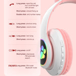 TN-28 3.5mm 블루투스 5.0 듀얼 연결 RGB 고양이 귀 베이스 스테레오 노이즈 캔슬링 헤드폰 TF 카드 지원 마이크 포함