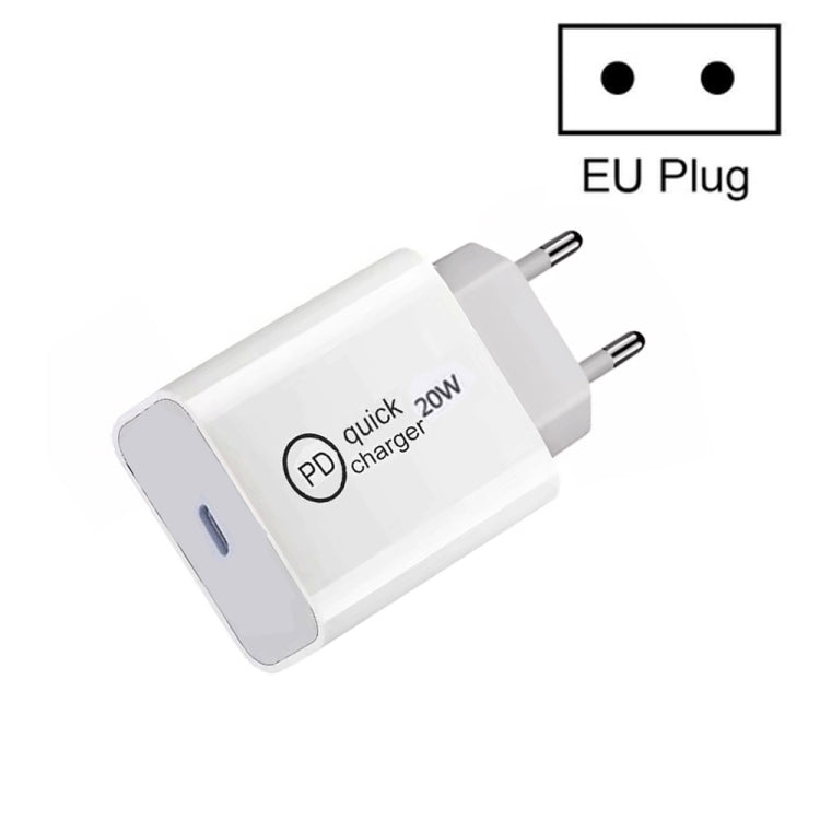SDC-20W PD 20W 단일 USB-C / Type-C 인터페이스 여행용 충전기, EU 플러그, US 플러그, UK 플러그