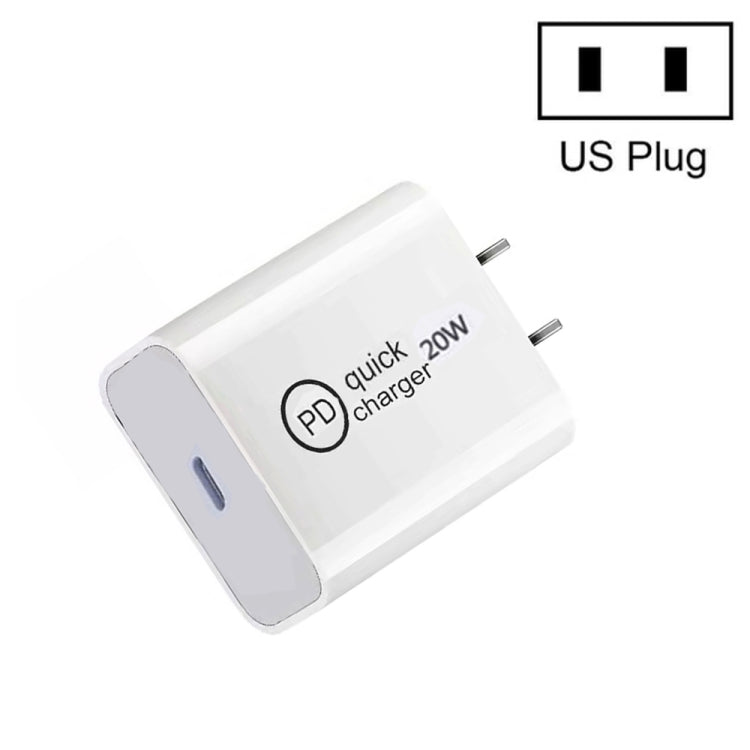 SDC-20W PD 20W 단일 USB-C / Type-C 인터페이스 여행용 충전기, EU 플러그, US 플러그, UK 플러그