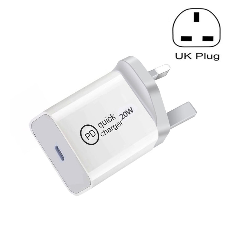 SDC-20W PD 20W 단일 USB-C / Type-C 인터페이스 여행용 충전기, EU 플러그, US 플러그, UK 플러그