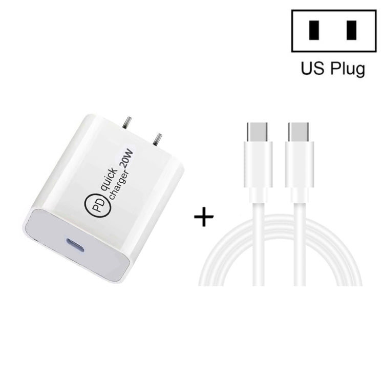 SDC-20W 2-in-1 PD 20W USB-C / Type-C 여행용 충전기 + 3A PD 3.0 USB-C / Type-C to USB-C / Type-C 고속 충전 데이터 케이블 세트, 케이블 길이: 1m, US 플러그, EU 플러그, UK 플러그