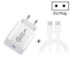 SDC-20W 2-in-1 PD 20W USB-C / Type-C 여행용 충전기 + 3A PD 3.0 USB-C / Type-C to USB-C / Type-C 고속 충전 데이터 케이블 세트, 케이블 길이: 1m, US 플러그, EU 플러그, UK 플러그