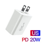 SDC-20W 2 in 1 PD 20W USB-C / Type-C 여행용 충전기 + 3A PD3.0 USB-C / Type-C to 8핀 고속 충전 데이터 케이블 세트, 케이블 길이: 1m, US 플러그, EU 플러그, UK 플러그