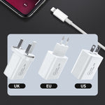 SDC-20W 2 in 1 PD 20W USB-C / Type-C 여행용 충전기 + 3A PD3.0 USB-C / Type-C to 8핀 고속 충전 데이터 케이블 세트, 케이블 길이: 1m, US 플러그, EU 플러그, UK 플러그