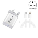 SDC-20W 2 in 1 PD 20W USB-C / Type-C 여행용 충전기 + 3A PD3.0 USB-C / Type-C to 8핀 고속 충전 데이터 케이블 세트, 케이블 길이: 1m, US 플러그, EU 플러그, UK 플러그