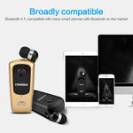 F920 CSR4.1 자동 감김 케이블 발신자 진동 알림 도난 방지 블루투스 헤드셋, 블랙, 화이트, 골드, 실버, 그레이