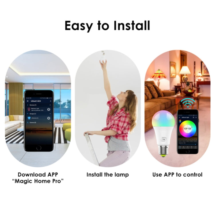 7W E27 RGBCW WIFI LED 스마트 전구 무선 스마트 홈 자동화 조명