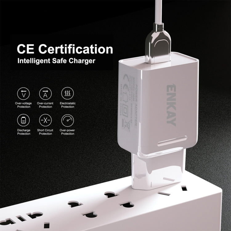 ENKAY Hat-Prince T006-1 18W USB QC 3.0 고속 충전 여행용 충전기 전원 어댑터, EU 플러그